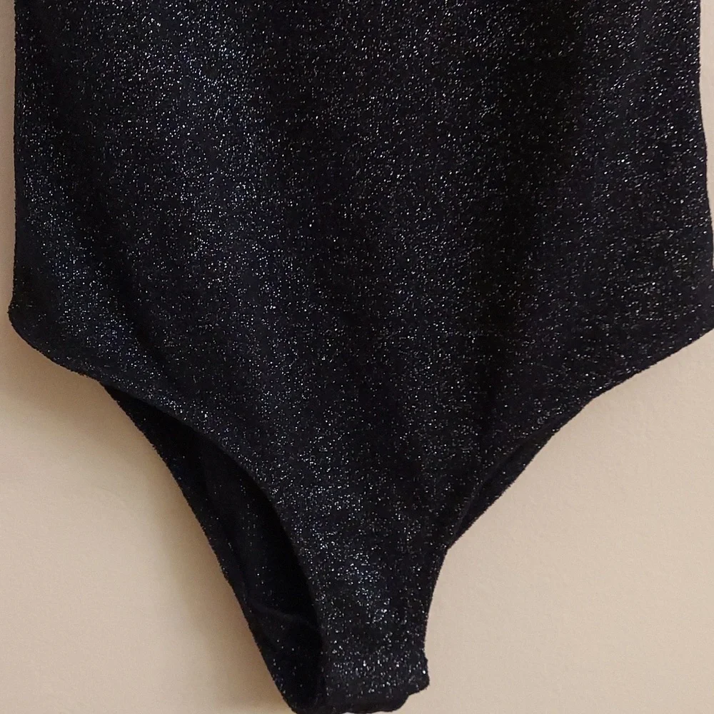 NEW SELFIE S Black Glitter Sleeveless Bodysuit - Picture 4 of 12